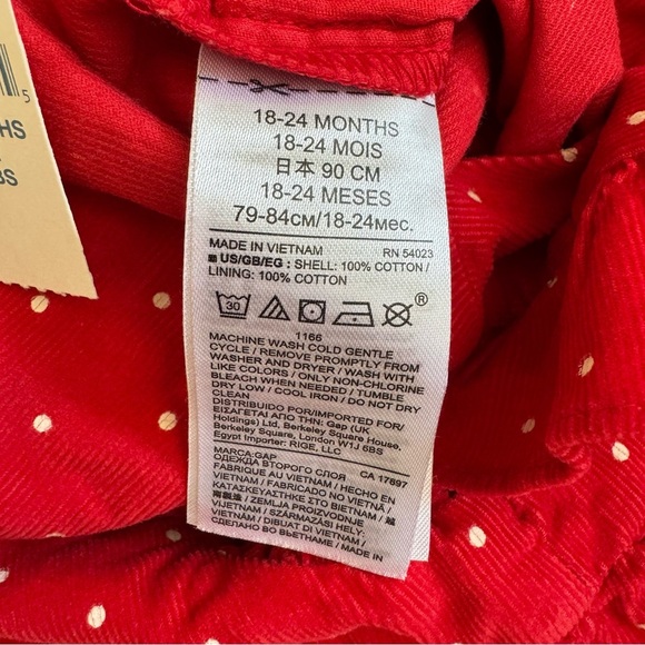 Baby Gap Red Polka Dot Corduroy Jumpsuit Baby Girl Size 18-24M NWT - Picture 5 of 5